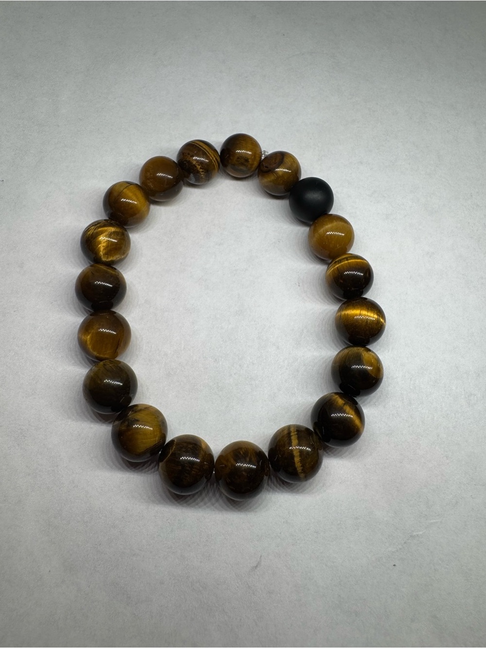 Natural Tiger Eye Bead Bracelet 7.5" Gemstone Stretch Bracelet Brown Stone